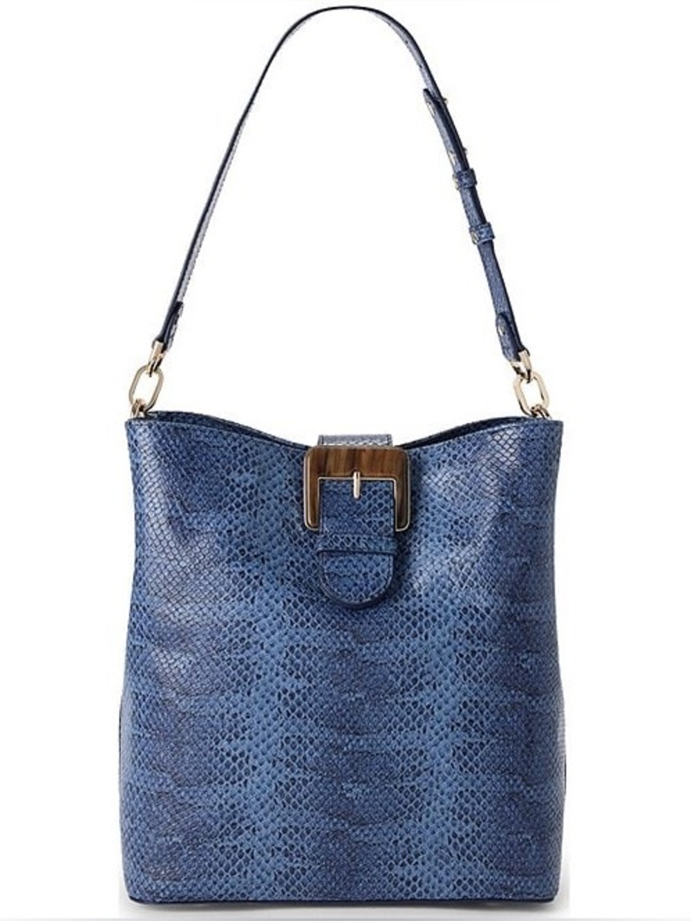 Brahmin  Celina Blue Bonaire soft Leather Shoulder Bucket Bag with Buckle